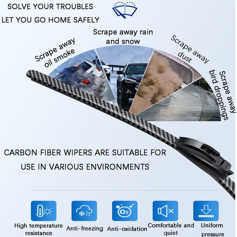 Essuie-glaces silencieux sans os en fibre de carbone – Rendez votre expérience de conduite élégante, silencieuse et claire !