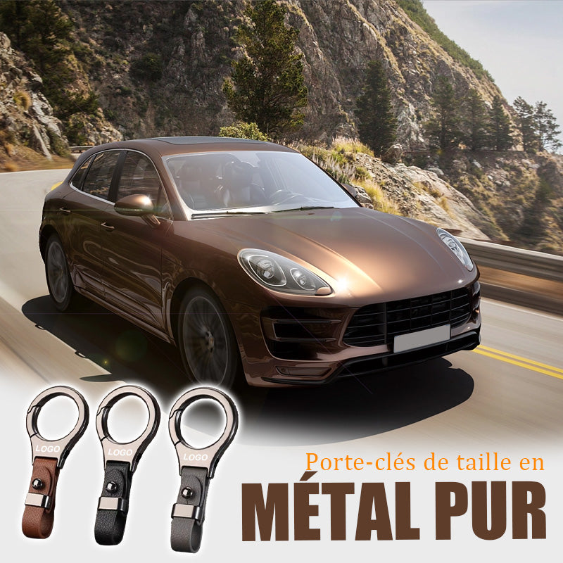 Solid Color Leather and Metal Car Key Chain 