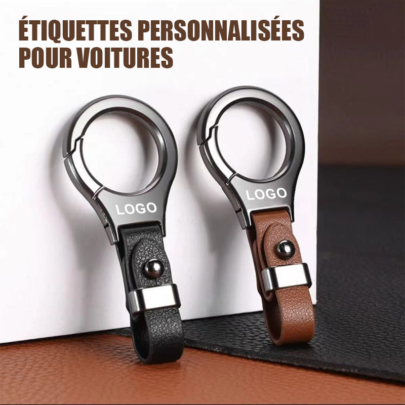 Solid Color Leather and Metal Car Key Chain 
