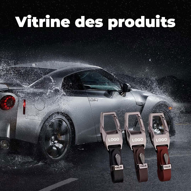 Porte-clés de voiture en cuir créatif