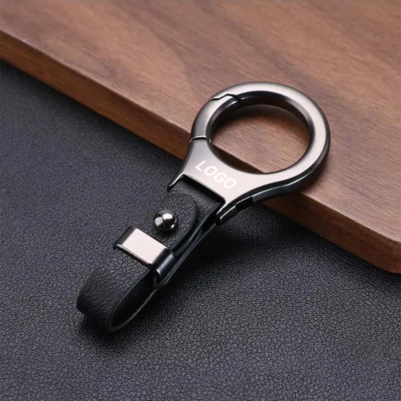 Solid Color Leather and Metal Car Key Chain 