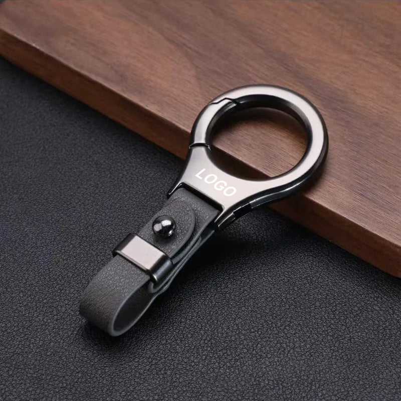 Solid Color Leather and Metal Car Key Chain 